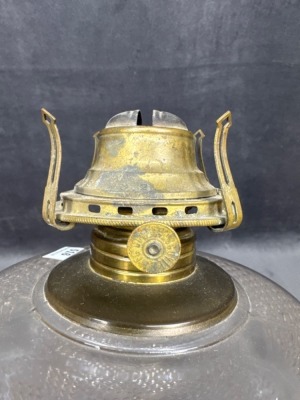 Glass Oil Lamp With Cast Iron Base - 9