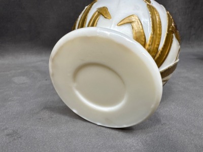 Miniature Milk Glass Lamp with Floral Design - 7