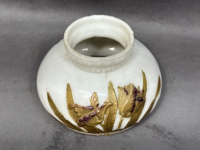 Miniature Milk Glass Lamp with Floral Design - 8