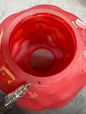 Red Satin Glass Miniature Lamp With Drape Design - 9