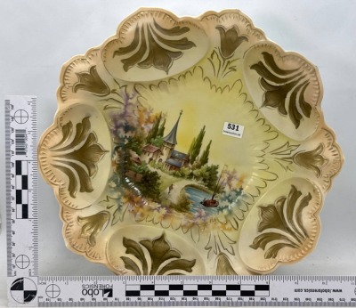 RS Prussia Castle Scene 10"d Scalloped bowl - 4