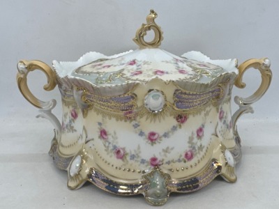 RS Prussia Ribbon and Jewel Mold Cracker Jar - 4