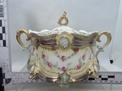 RS Prussia Ribbon and Jewel Mold Cracker Jar - 5