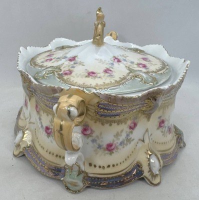 RS Prussia Ribbon and Jewel Mold Cracker Jar - 6