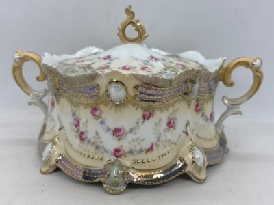 RS Prussia Ribbon and Jewel Mold Cracker Jar - 9