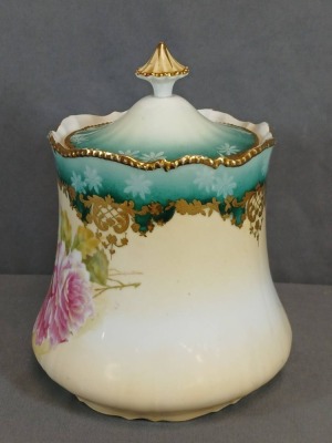 RS Prussia Porcelain Biscuit Jar with Lid - 2