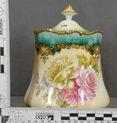 RS Prussia Porcelain Biscuit Jar with Lid - 8