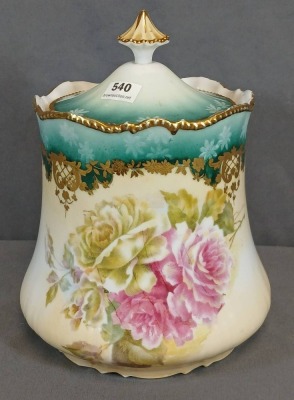 RS Prussia Porcelain Biscuit Jar with Lid - 9