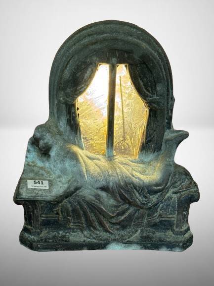 Pot Metal Table Lamp With Reclining Woman