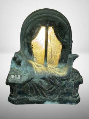 Pot Metal Table Lamp With Reclining Woman