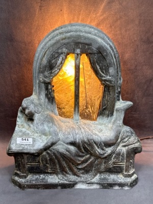 Pot Metal Table Lamp With Reclining Woman - 2