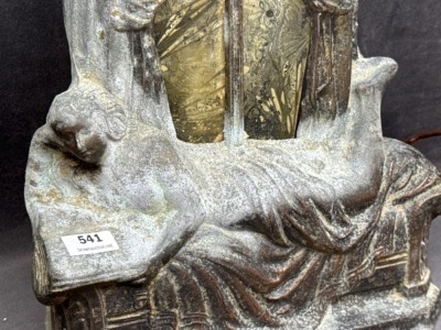 Pot Metal Table Lamp With Reclining Woman - 4