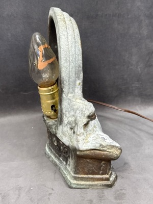Pot Metal Table Lamp With Reclining Woman - 5