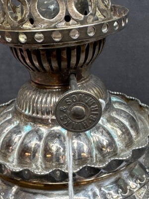 Silver Oil Lamp with Hallmarked Base - 8