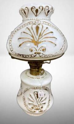 Milk Glass Parlor Lamp with Electric Burner