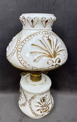 Milk Glass Parlor Lamp with Electric Burner - 2