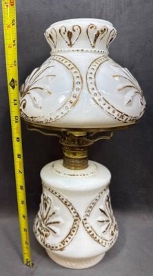 Milk Glass Parlor Lamp with Electric Burner - 3
