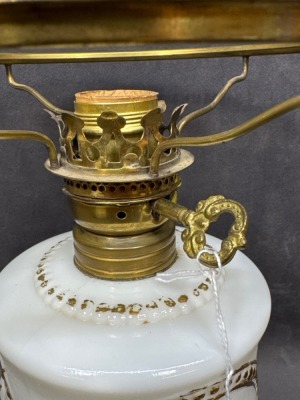 Milk Glass Parlor Lamp with Electric Burner - 7