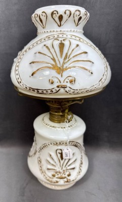 Milk Glass Parlor Lamp with Electric Burner - 9
