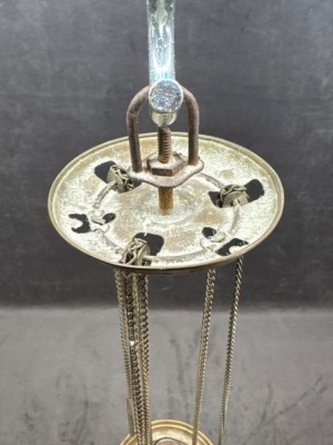 Hanging Pink Glass Oil Lamp with Brass Details - 6