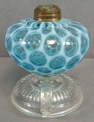 Hobbs Blue Opalescent Coin Dot Finger Oil Lamp - 2