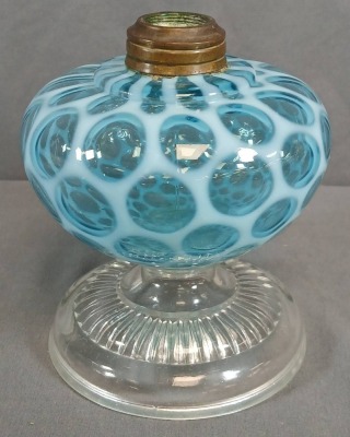 Hobbs Blue Opalescent Coin Dot Finger Oil Lamp - 4
