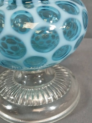 Hobbs Blue Opalescent Coin Dot Finger Oil Lamp - 5