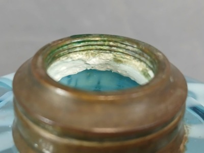 Hobbs Blue Opalescent Coin Dot Finger Oil Lamp - 6