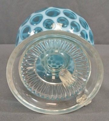 Hobbs Blue Opalescent Coin Dot Finger Oil Lamp - 7