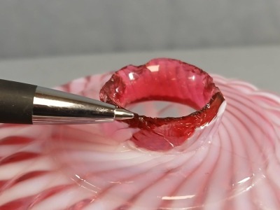Cranberry Opalescent Sheldon Swirl Finger Oil Lamp - 7