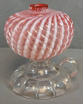 Cranberry Opalescent Sheldon Swirl Finger Oil Lamp - 11