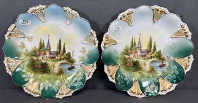 RS Prussia 9-Inch Plates With Castle Scene - 8