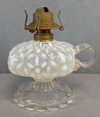 Northwood Snowflake Finger Hand Lamp in Opalescent Glass - 10