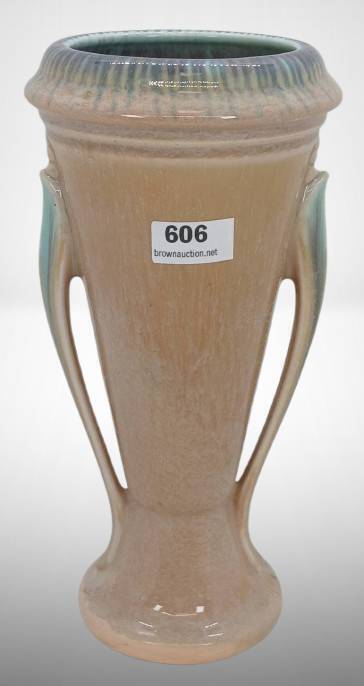 Roseville Orian 734-7" Tan/Turquoise Vase