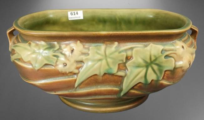 Roseville Luffa 257 Brown Ceramic Bowl
