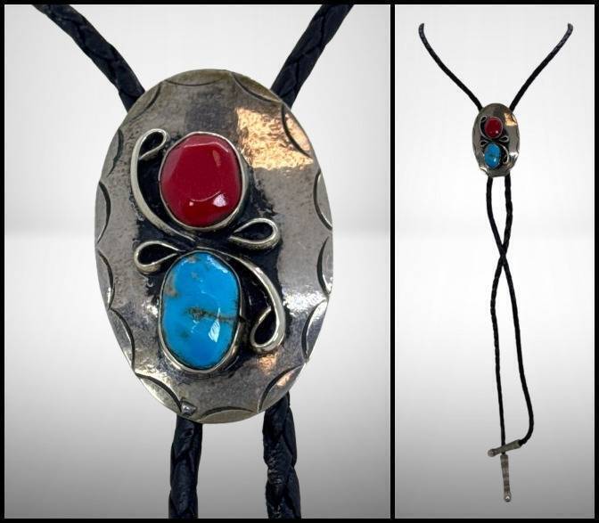 Sterling Silver Bolo Tie with Stones