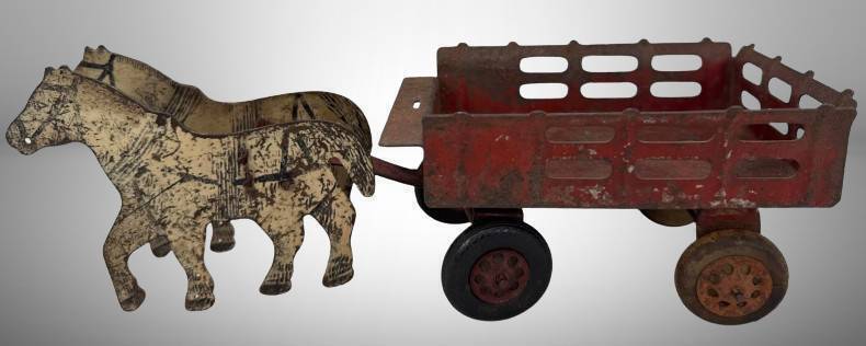 Gerard 12" Metal Horse and Wagon Toy