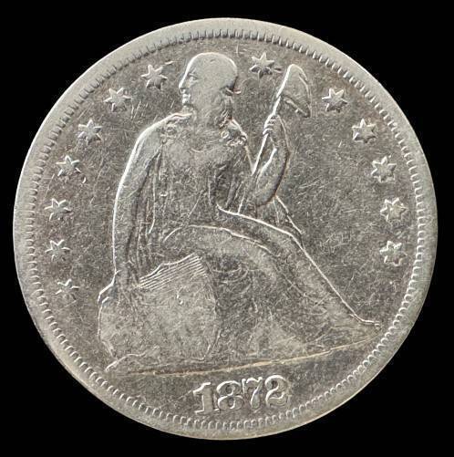1872 Seated Liberty Silver Dollar Coin