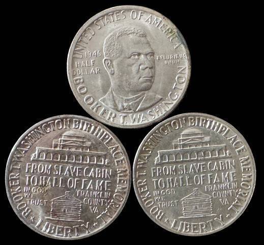 (3) 1946 Booker T. Washington Half Dollars