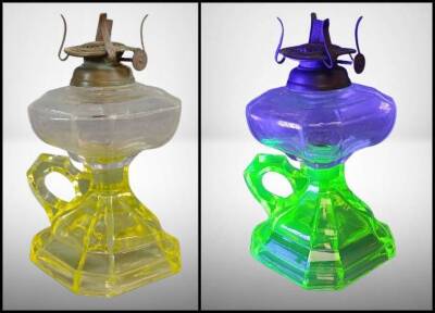 Vaseline Glass Finger Lamp with Burner