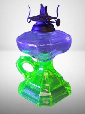 Vaseline Glass Finger Lamp with Burner - 2