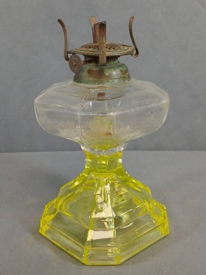 Vaseline Glass Finger Lamp with Burner - 4