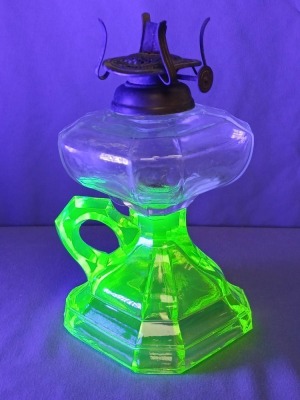 Vaseline Glass Finger Lamp with Burner - 7