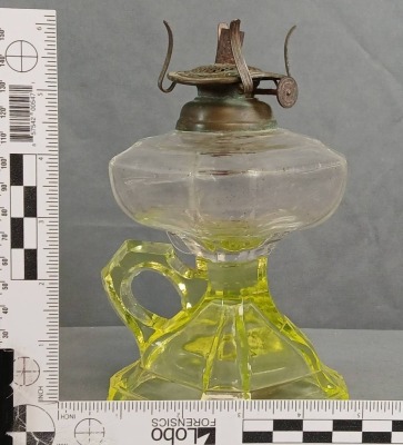 Vaseline Glass Finger Lamp with Burner - 11