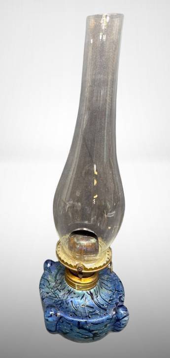Art Glass Kerosene Lamp With Textured Base