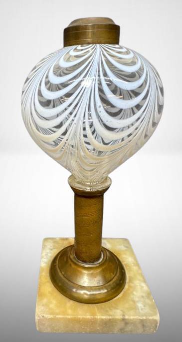 White Opalescent Drapery Kerosene Lamp Base