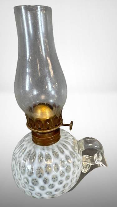 Hobbs White Opalescent Coin Dot Oil Lamp