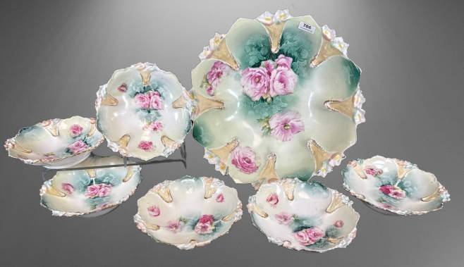 RS Prussia Porcelain 7 pc. Berry Bowl Set