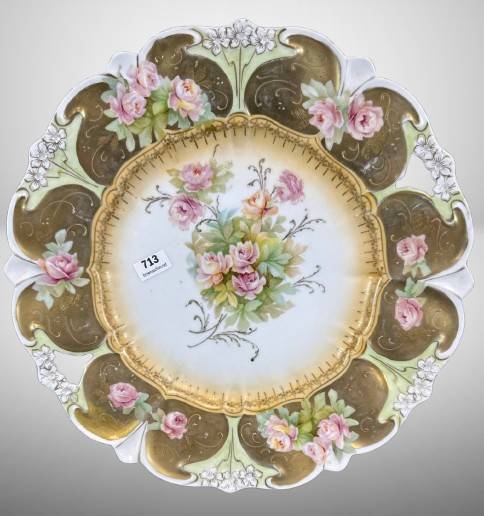 RS Germany 11.5" Cake Plate with Floral Design