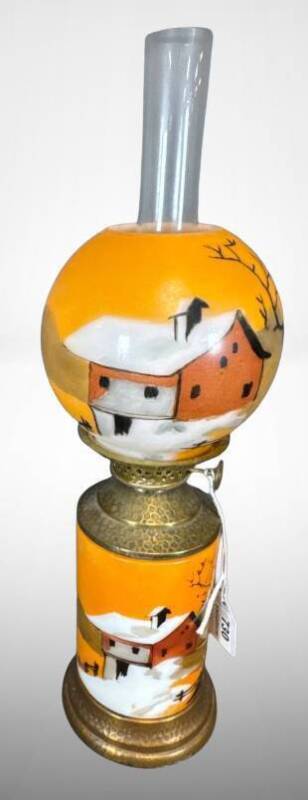 Hand-Painted Scenic Miniature Oil Lamp